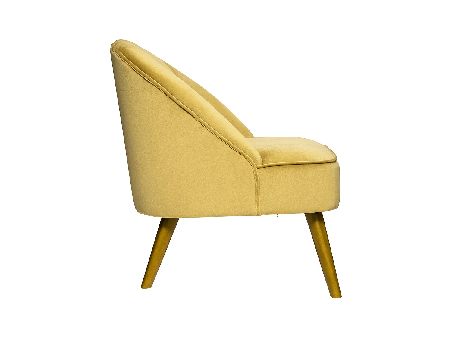 Fauteuil en Velours Moutarde et pieds en Bois