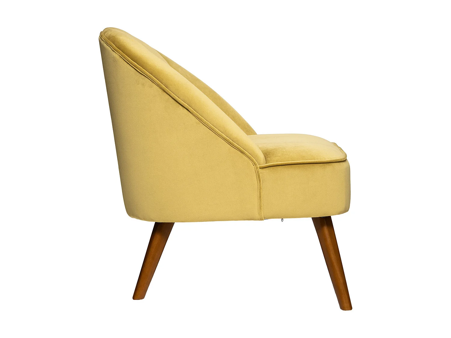 Fauteuil en Velours Moutarde et pieds en Bois