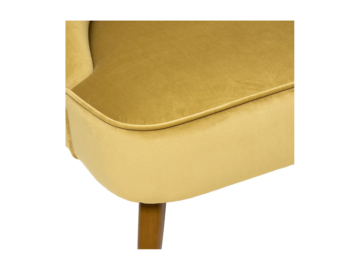 Fauteuil en Velours Moutarde et pieds en Bois