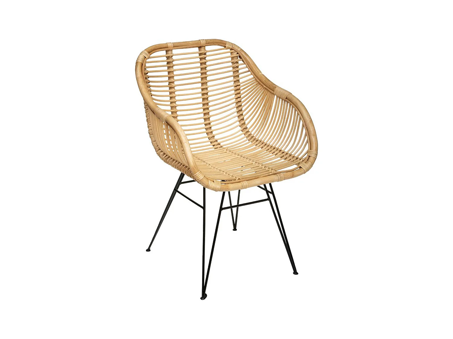 Fauteuil en Rotin et Métal H 85.5 cm