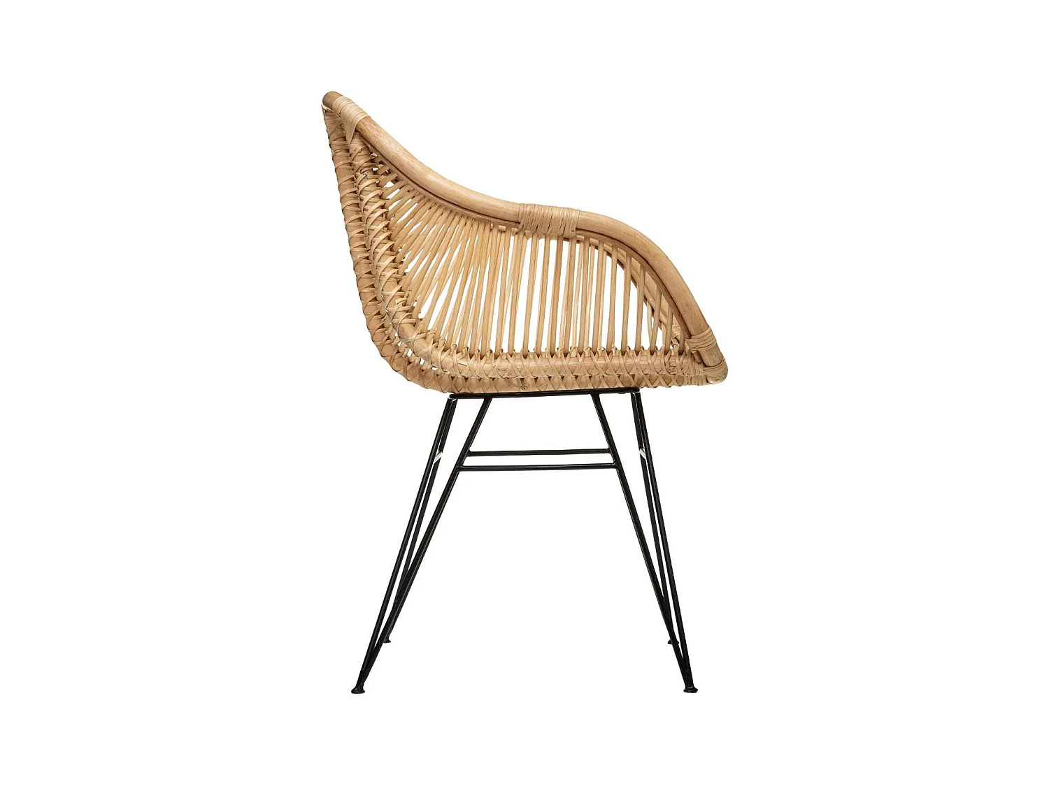 Fauteuil en Rotin et Métal H 85.5 cm