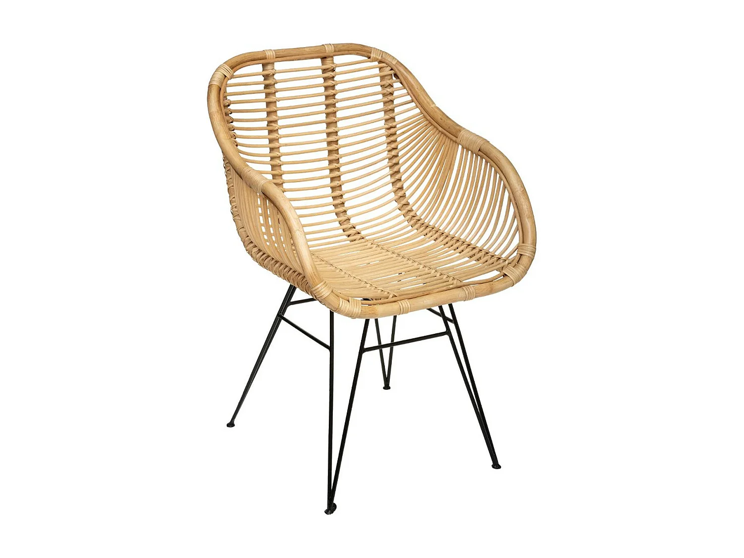 Fauteuil en Rotin et Métal H 85.5 cm