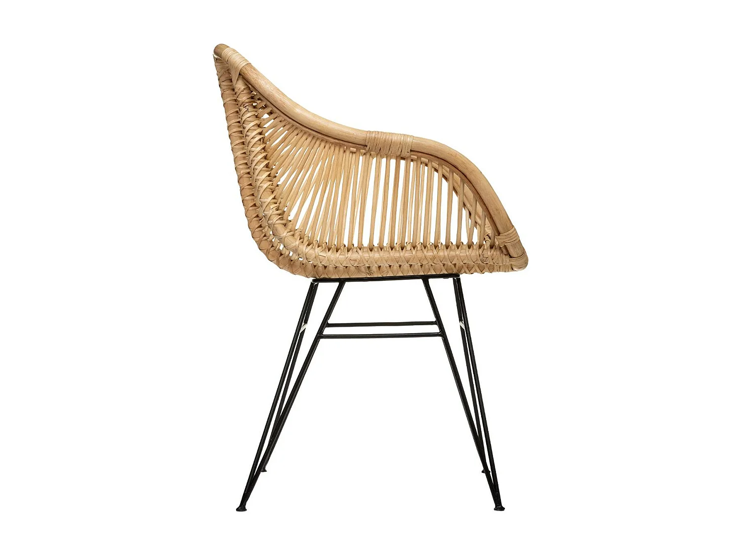 Fauteuil en Rotin et Métal H 85.5 cm