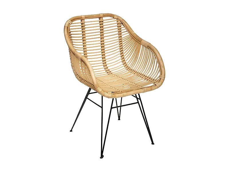 Fauteuil en Rotin et Métal H 85.5 cm