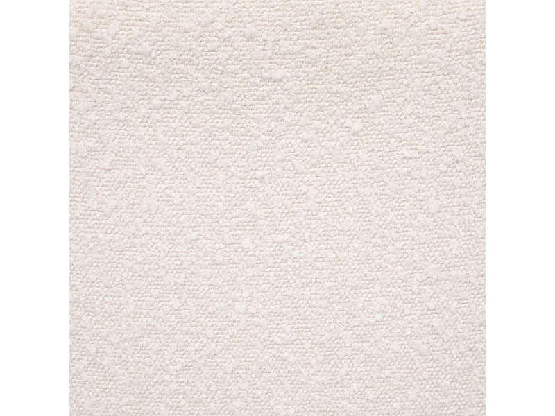 Fauteuil  tissu Blanc à bouclettes et pieds en Bois d'Hévéa