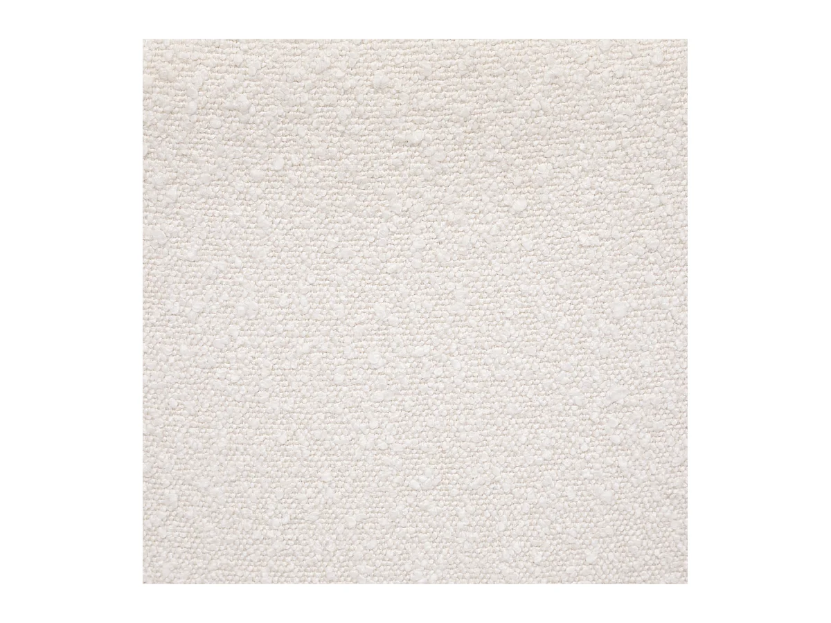Fauteuil  tissu Blanc à bouclettes et pieds en Bois d'Hévéa