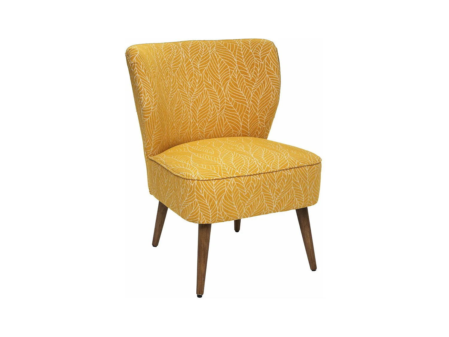 Fauteuil en Bois et Tissu Chenille Jaune moutarde