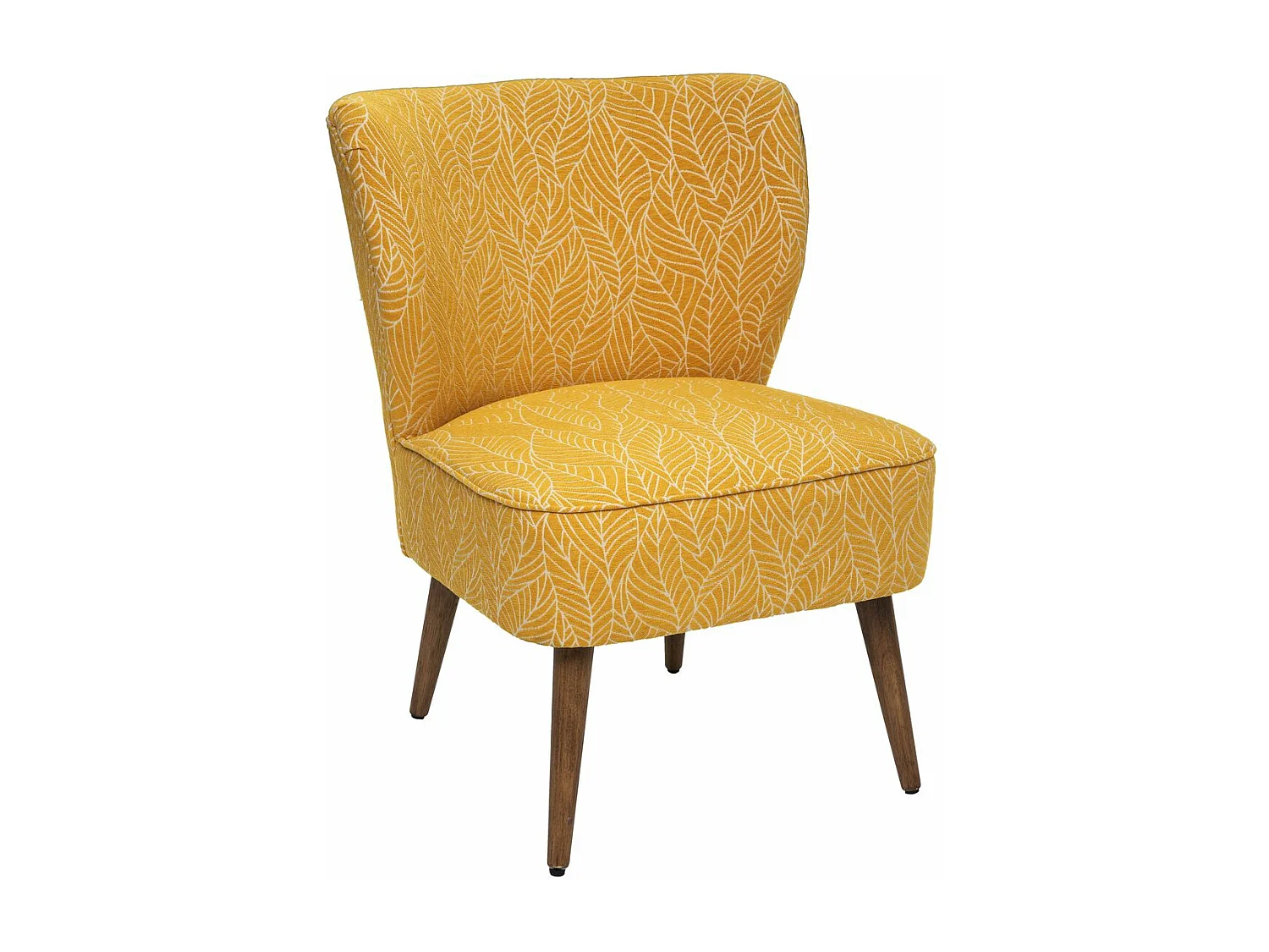 Fauteuil en Bois et Tissu Chenille Jaune moutarde