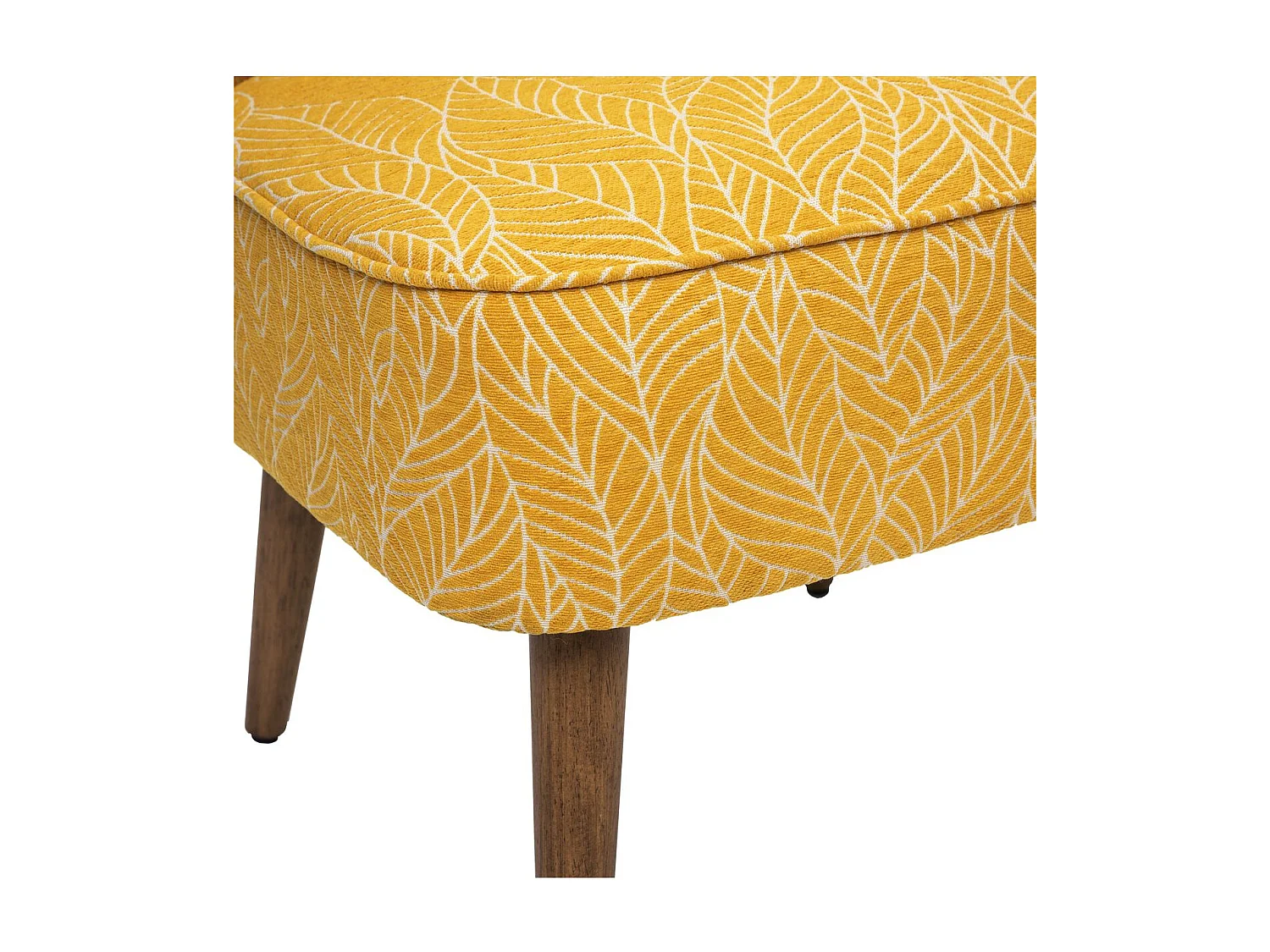 Fauteuil en Bois et Tissu Chenille Jaune moutarde