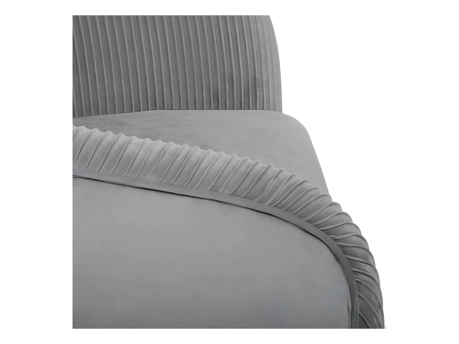 Fauteuil en Velours Gris plissé et pieds en métal doré