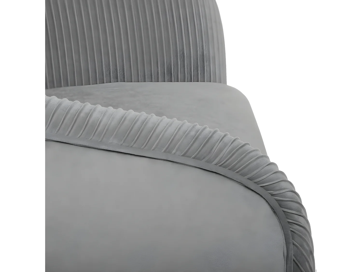 Fauteuil en Velours Gris plissé et pieds en métal doré