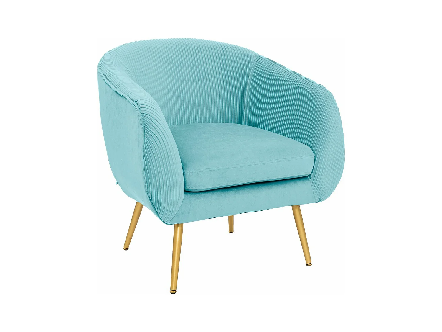 Fauteuil en Velours Vert jade plissé et pieds en métal doré