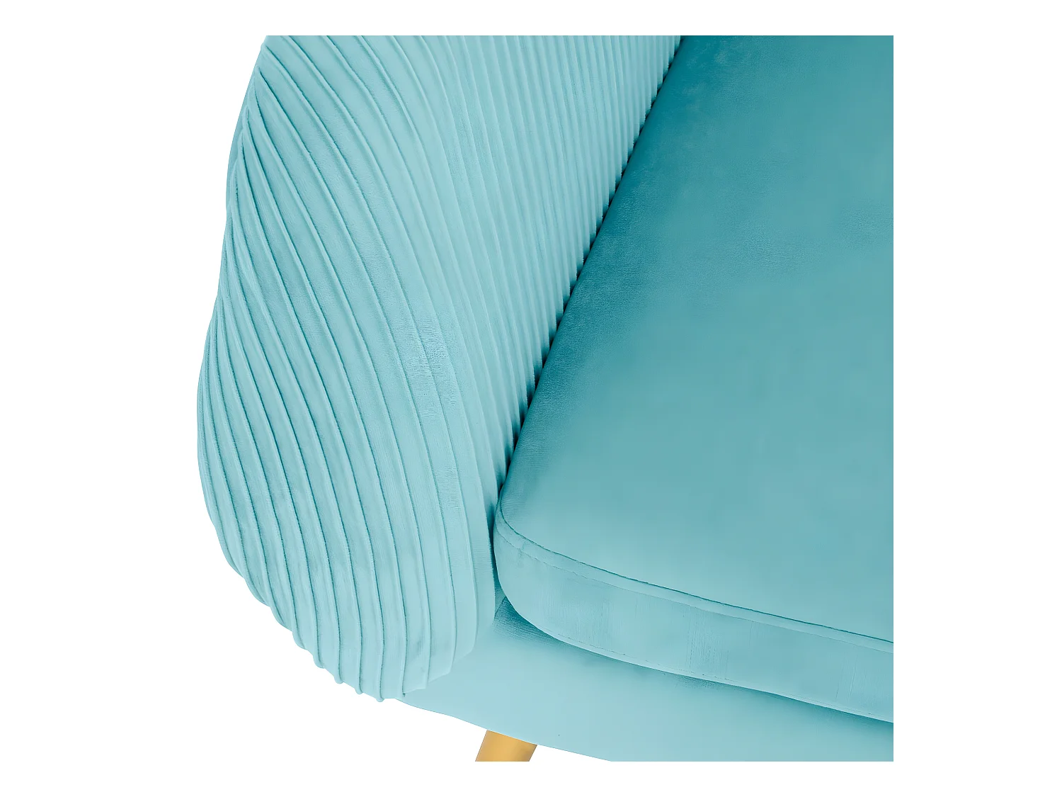 Fauteuil en Velours Vert jade plissé et pieds en métal doré