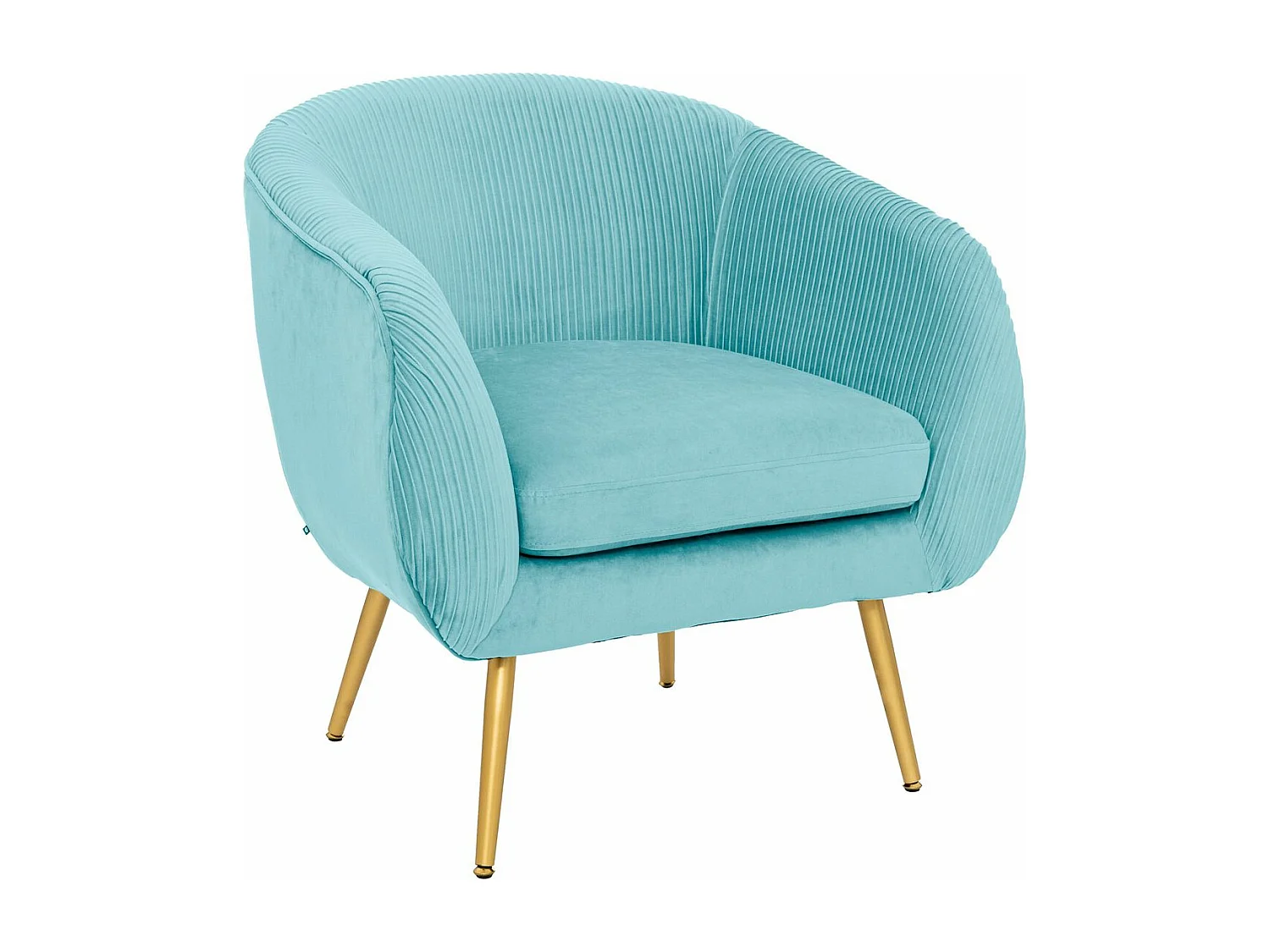 Fauteuil en Velours Vert jade plissé et pieds en métal doré