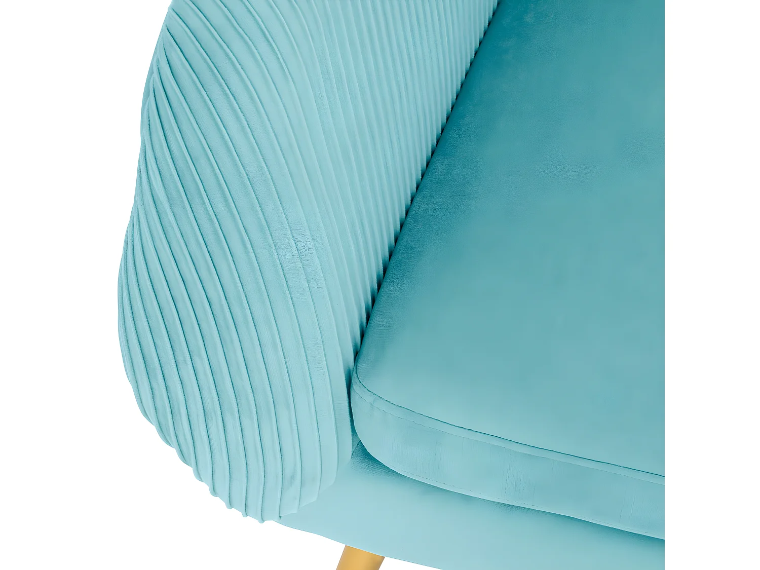 Fauteuil en Velours Vert jade plissé et pieds en métal doré