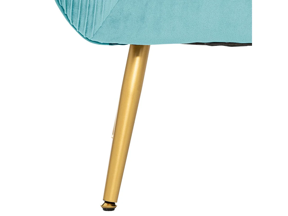 Fauteuil en Velours Vert jade plissé et pieds en métal doré