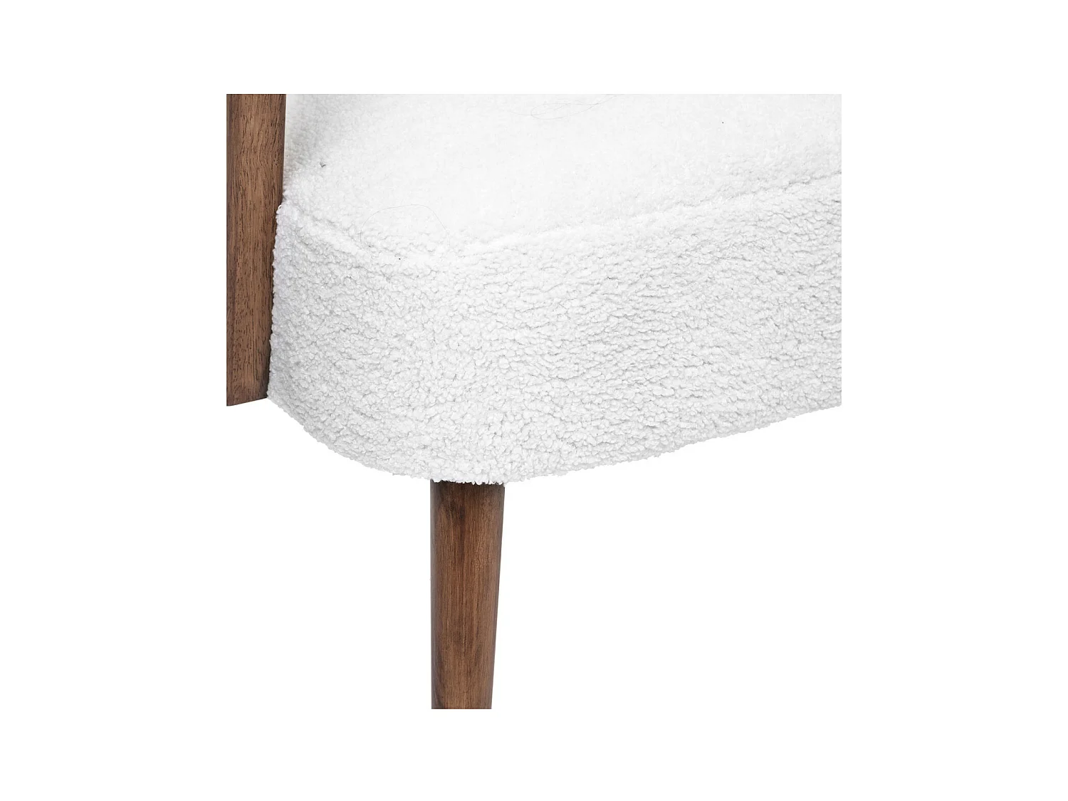 Fauteuil avec accoudoirs en Bois et Tissu blanc à bouclettes