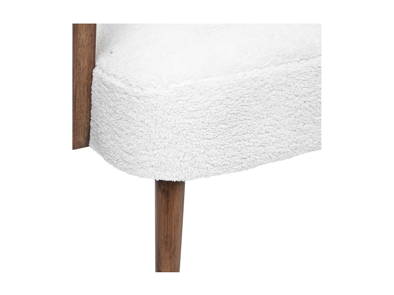 Fauteuil avec accoudoirs en Bois et Tissu blanc à bouclettes