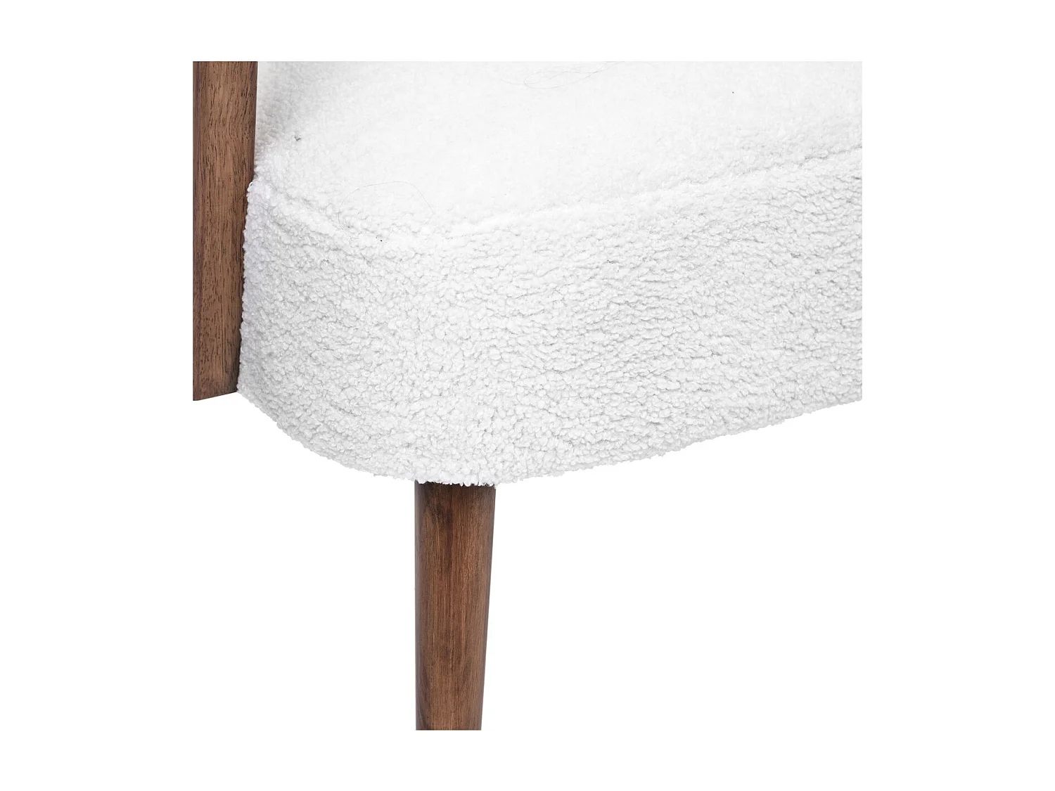 Fauteuil avec accoudoirs en Bois et Tissu blanc à bouclettes