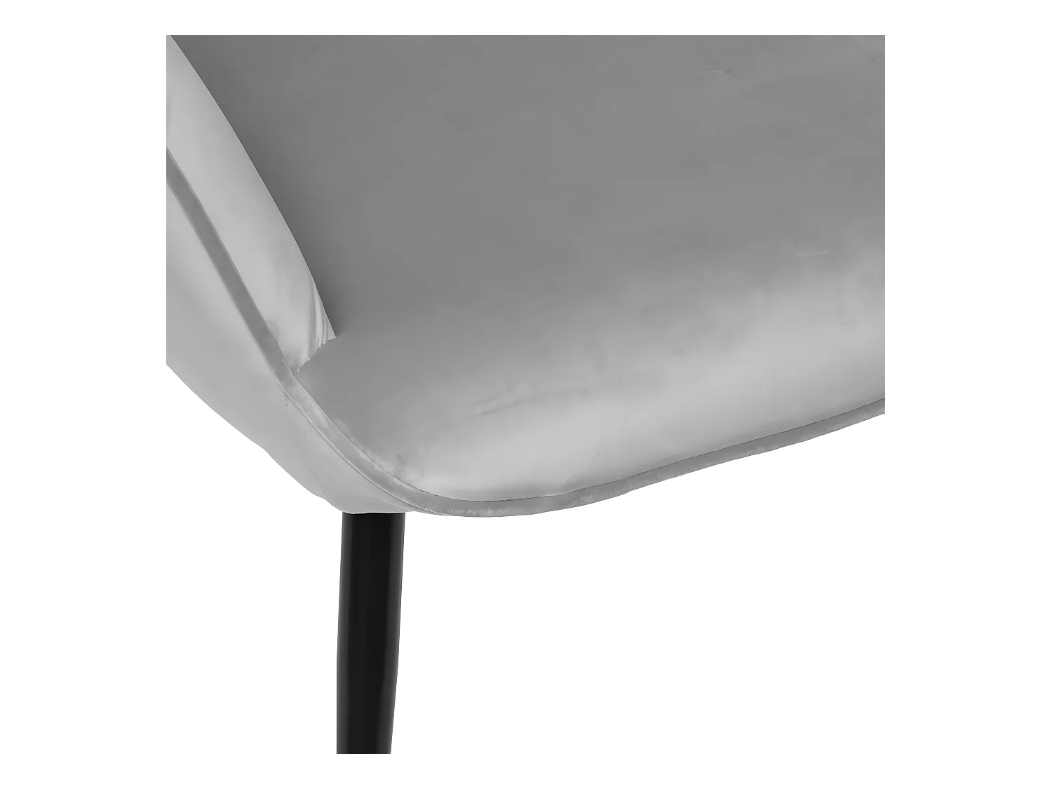 Fauteuil et son tabouret en Velours Gris Galet et pieds en métal Noir