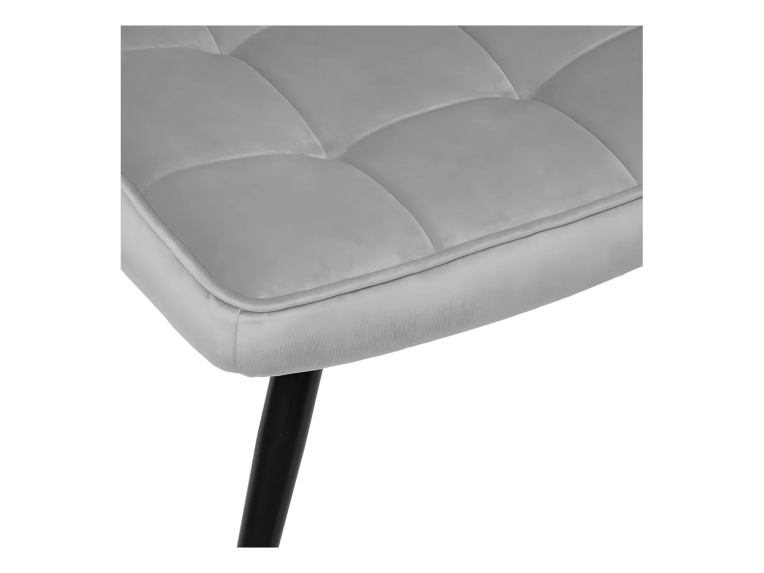 Fauteuil et son tabouret en Velours Gris Galet et pieds en métal Noir