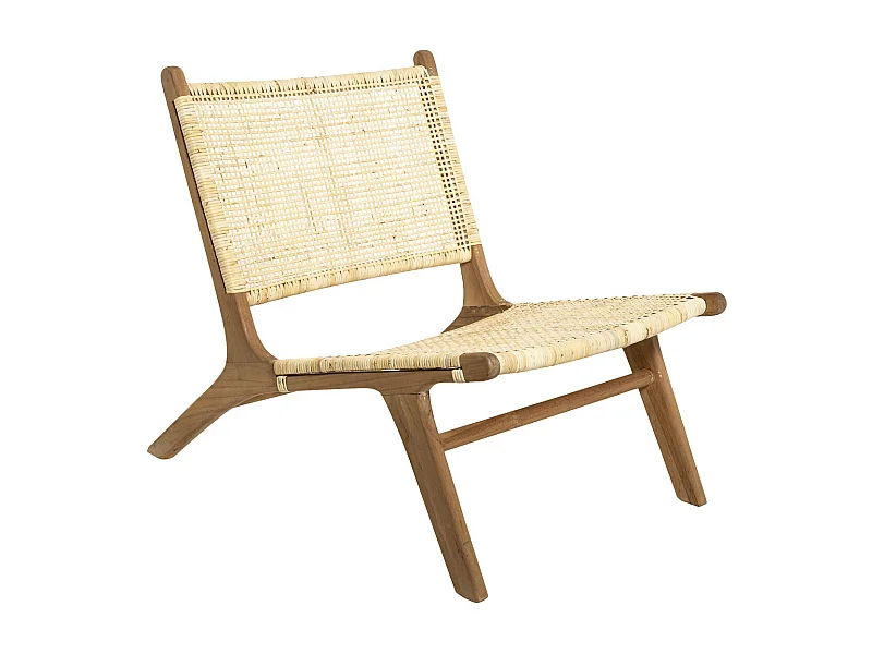 Fauteuil en Rotin et Teck