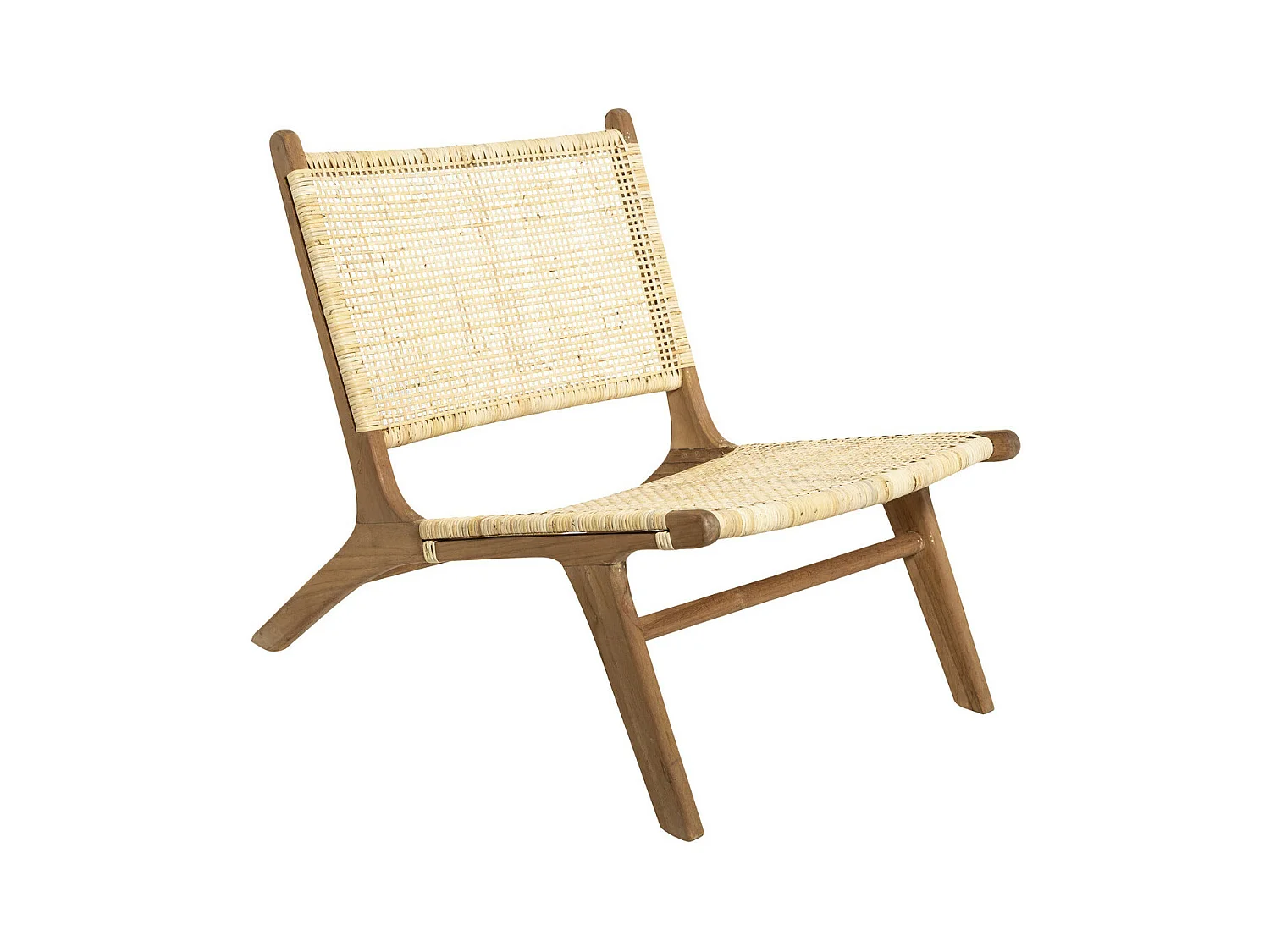 Fauteuil en Rotin et Teck