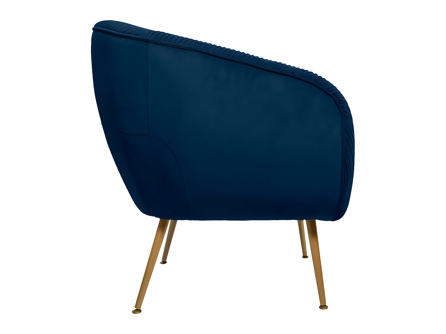 Fauteuil en Velours Bleu plissé et pieds en métal doré