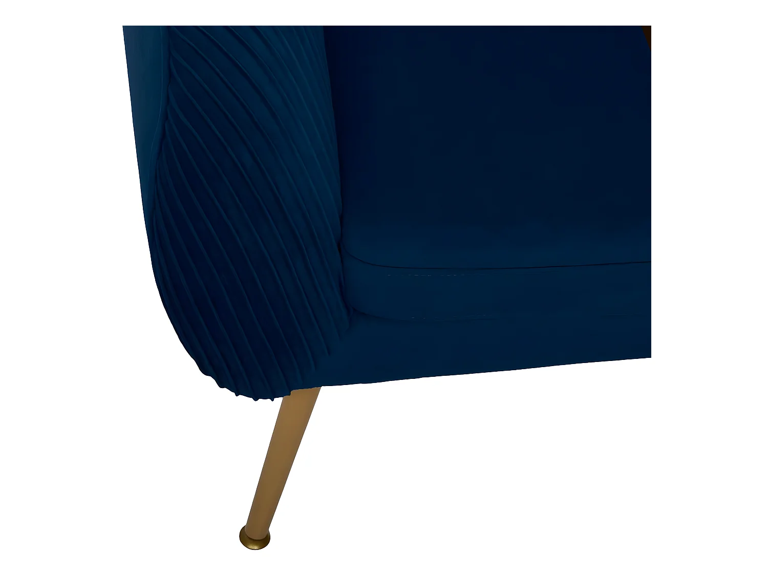 Fauteuil en Velours Bleu plissé et pieds en métal doré