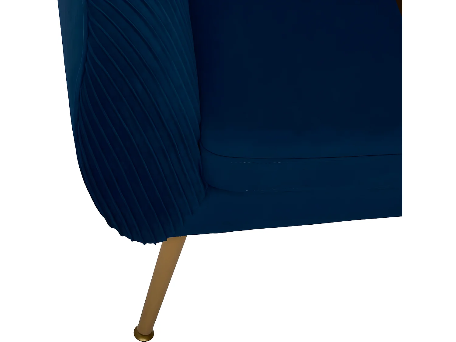 Fauteuil en Velours Bleu plissé et pieds en métal doré