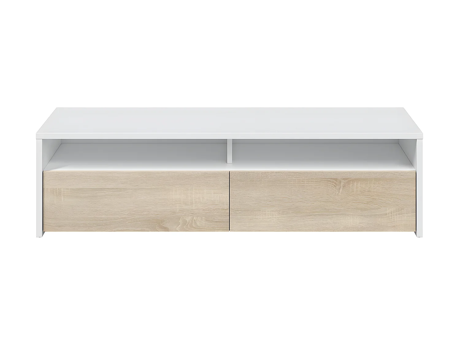 Tv-meubel Silva 2 deuren, wit en eiken, 130 cm breed