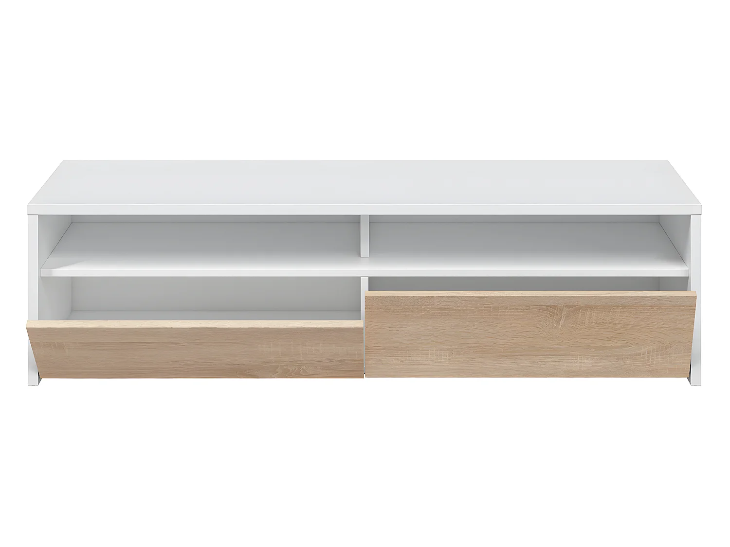 Meuble tv Silva 2 portes, blanc et chêne, 130 cm longueur