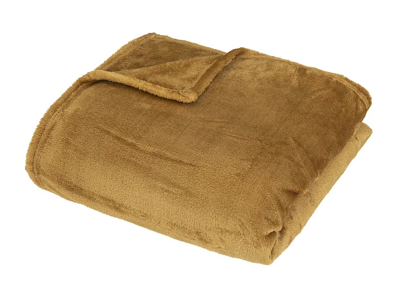 Plaid doux Jaune Mordoré 150 x 200 cm avec sac de rangement
