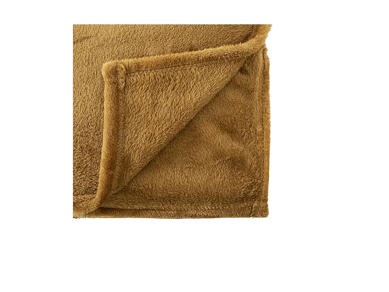 Plaid doux Jaune Mordoré 150 x 200 cm avec sac de rangement