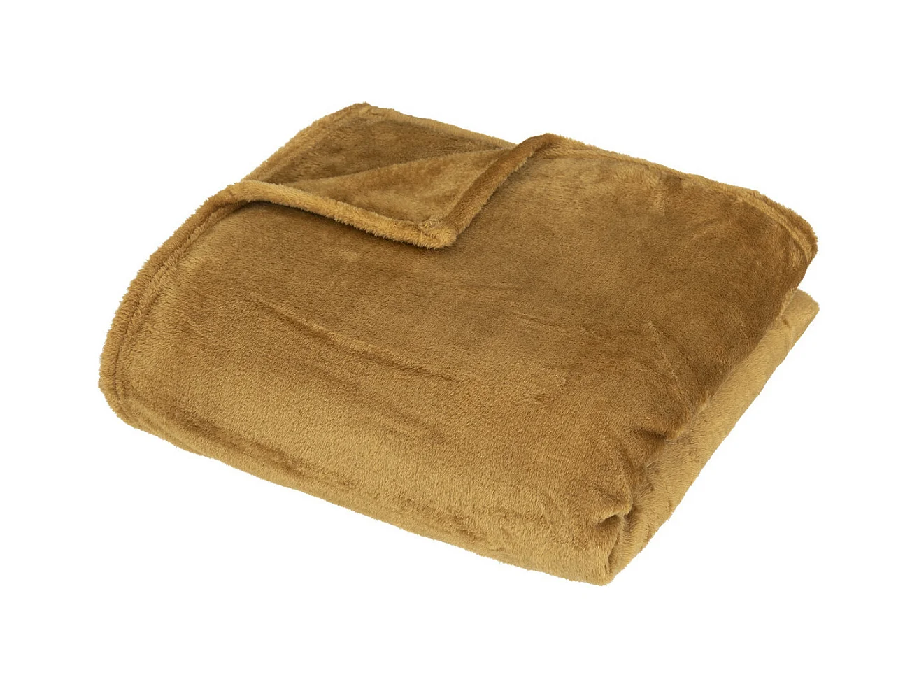 Plaid doux Jaune Mordoré 150 x 200 cm avec sac de rangement
