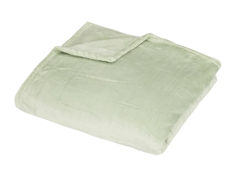 Plaid doux Vert Céladon 150 x 200 cm avec sac de rangement