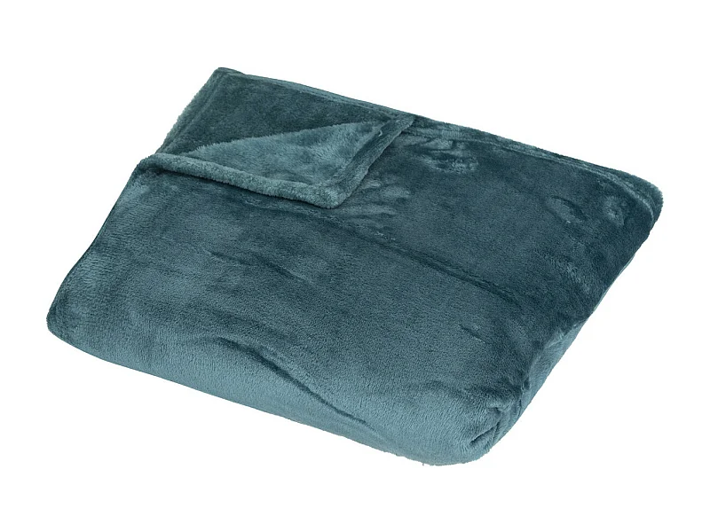 Plaid doux Bleu Canard150 x 200 cm avec sac de rangement