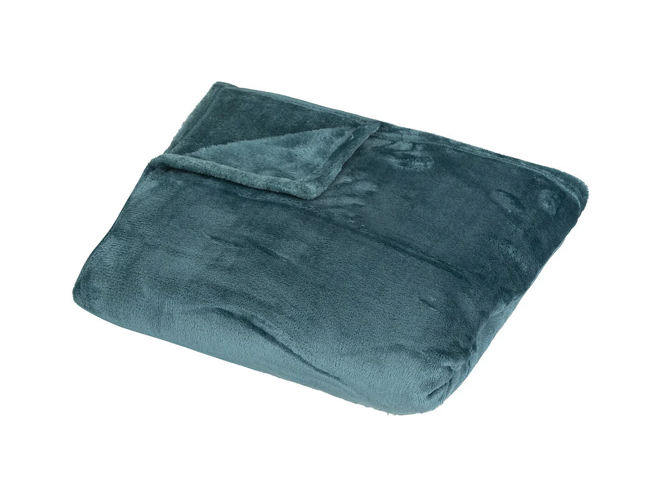 Plaid doux Bleu Canard150 x 200 cm avec sac de rangement