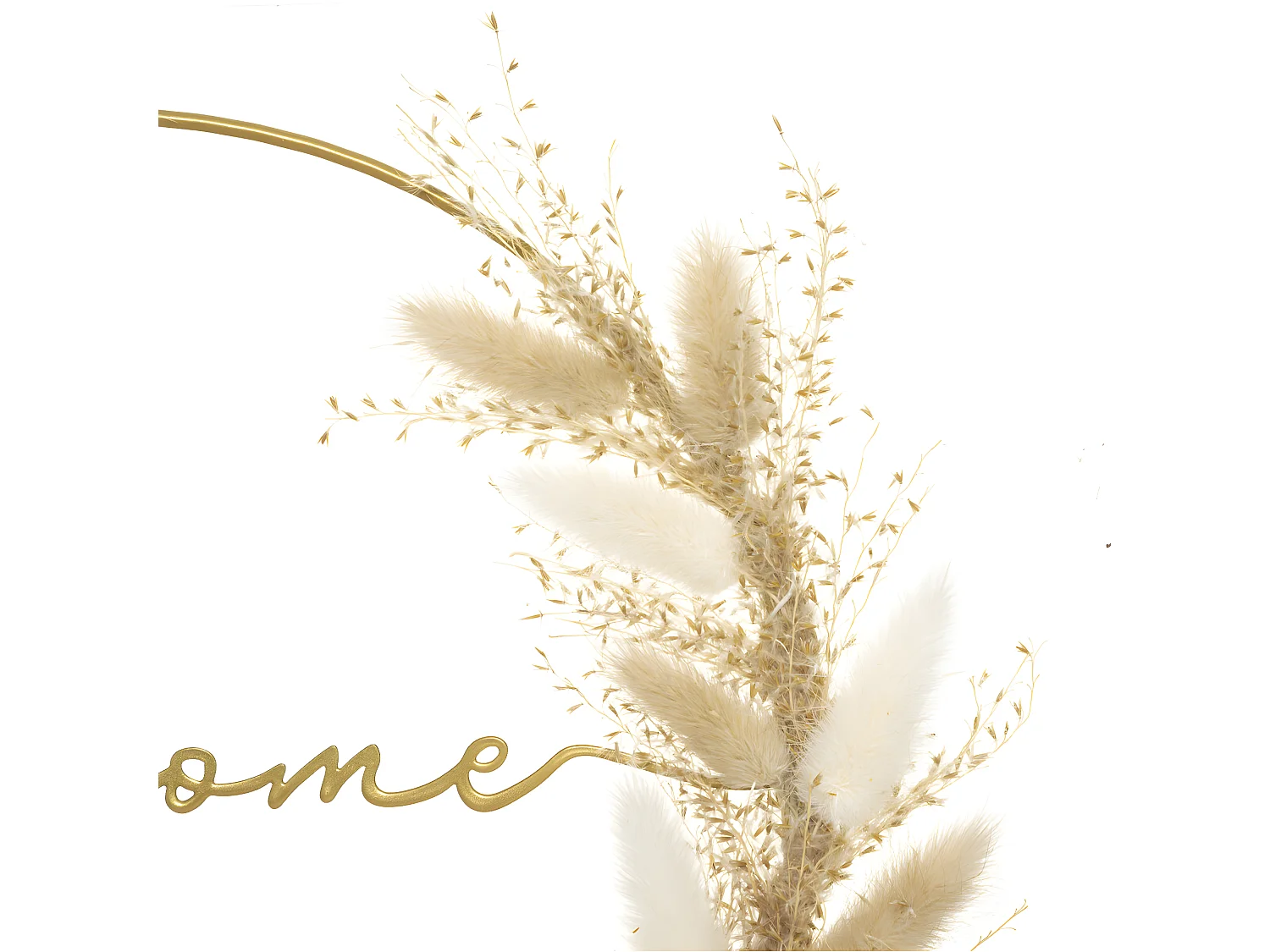 Déco murale Fleurs séchées sur cerceau en Métal Doré D 24 cm