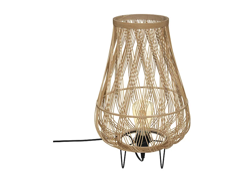 Lampe Trépied en Rotin et Métal H 44 cm