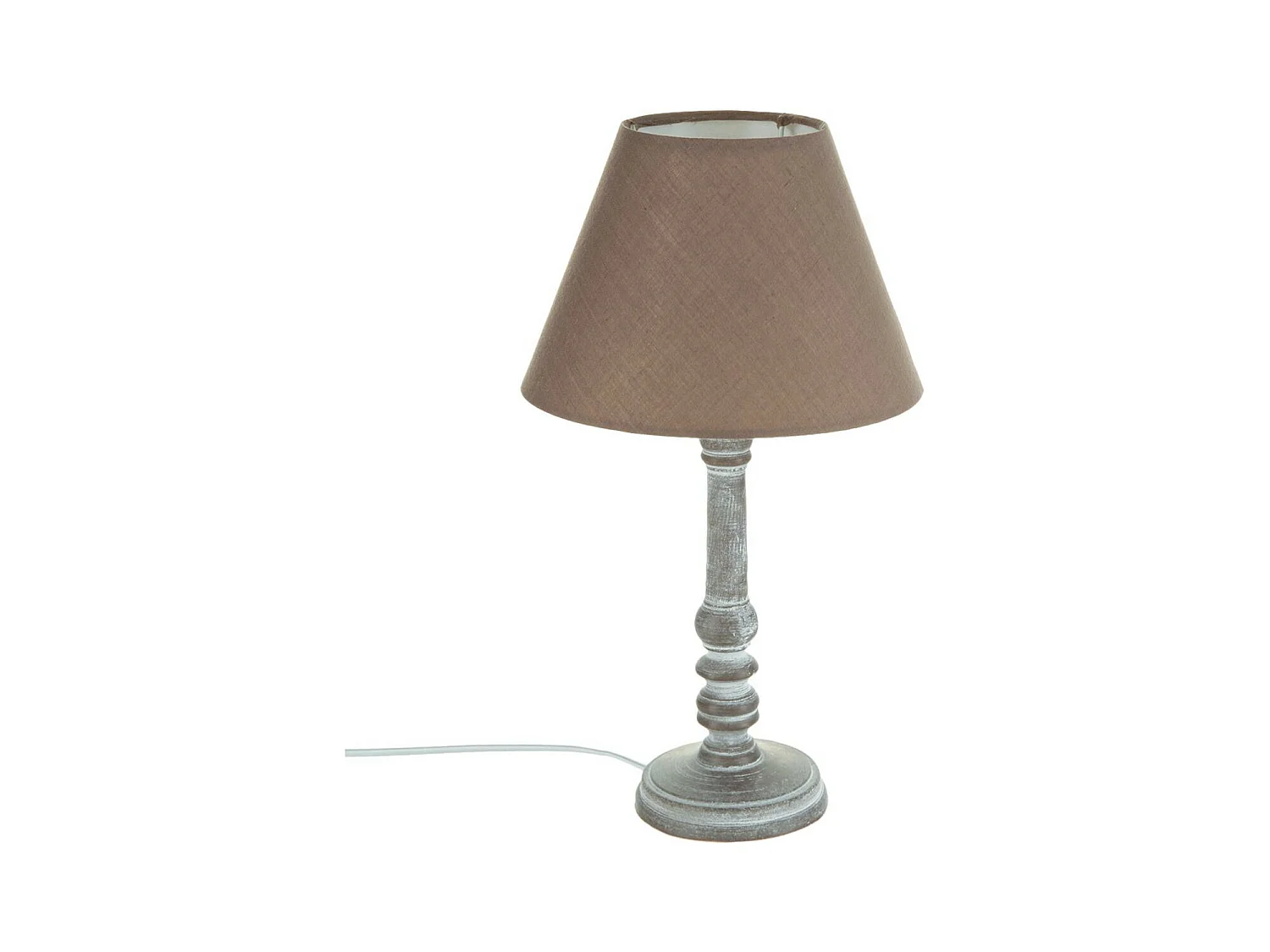 Lampe à poser en Bois Taupe patiné H 35 cm