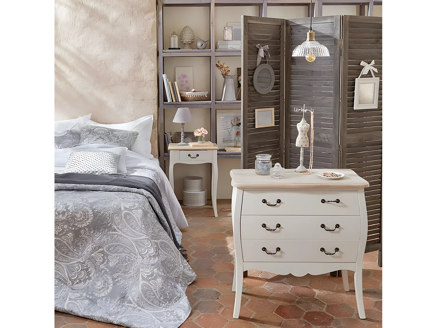 Lampe à poser en Bois Taupe patiné H 35 cm