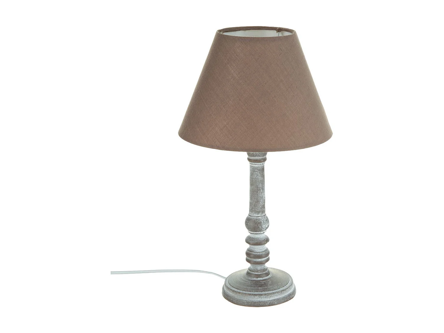 Lampe à poser en Bois Taupe patiné H 35 cm