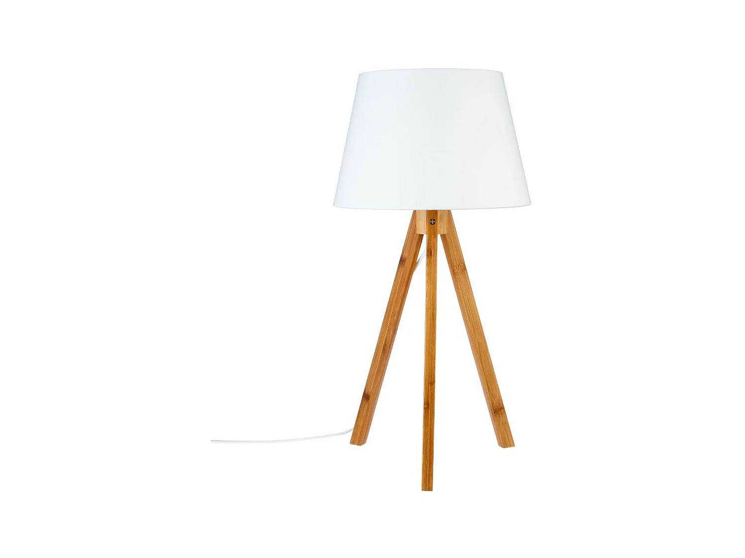 Lampe à poser Pied en Bambou et Abat-jour Blanc H 55 cm