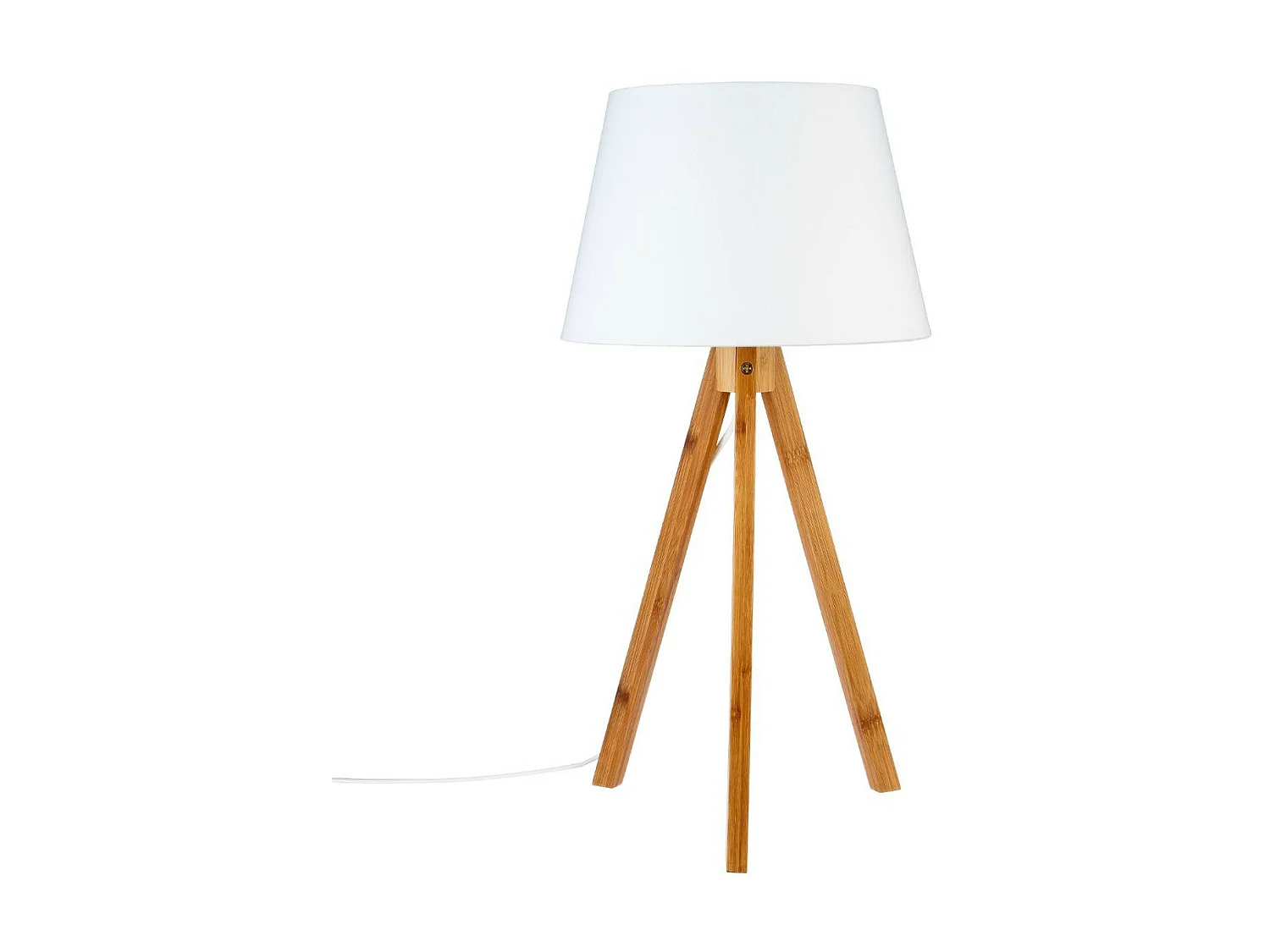 Lampe à poser Pied en Bambou et Abat-jour Blanc H 55 cm