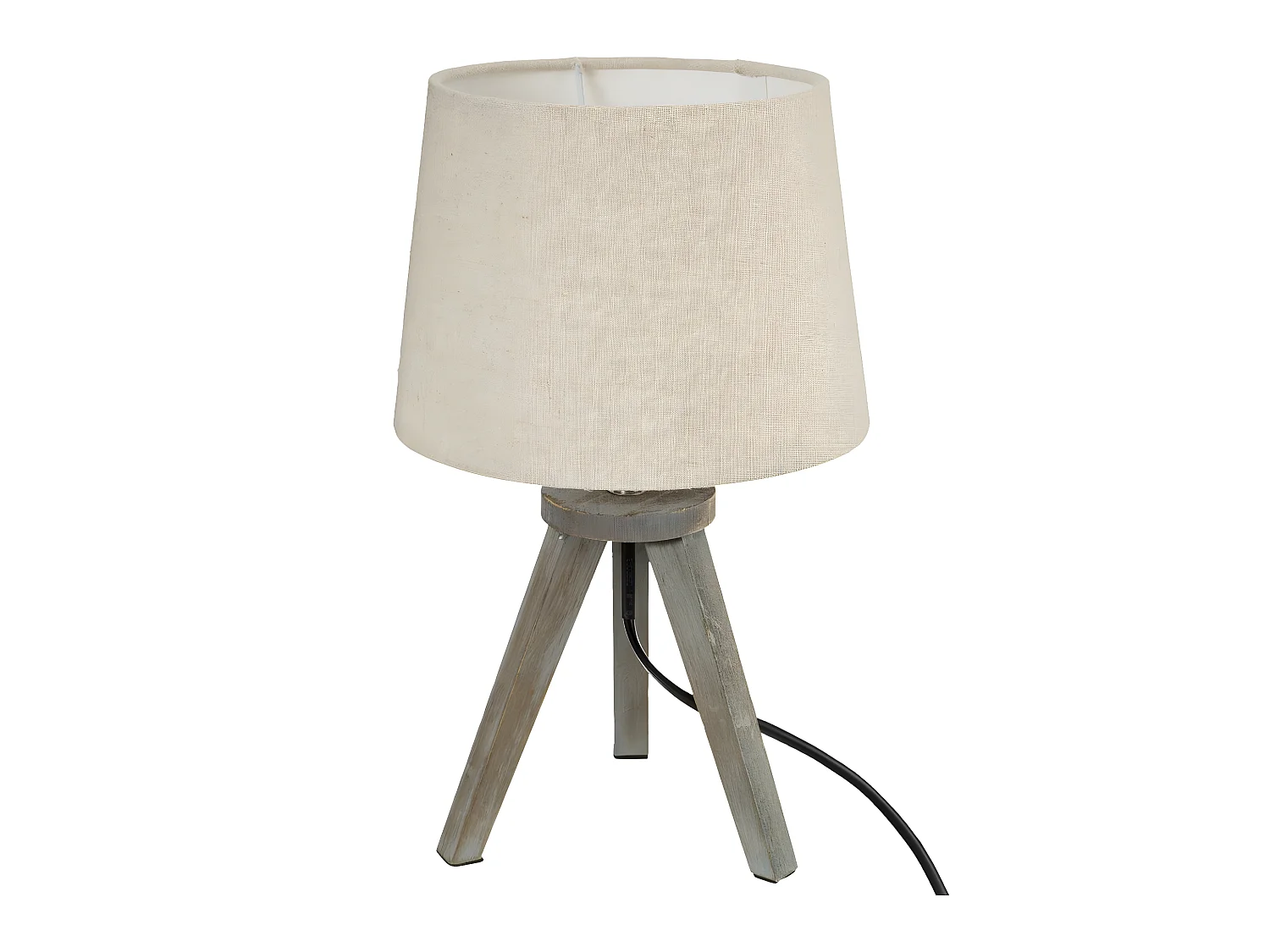 Lampe en Bois brossé et Abat-jour Beige Lin H 31 cm