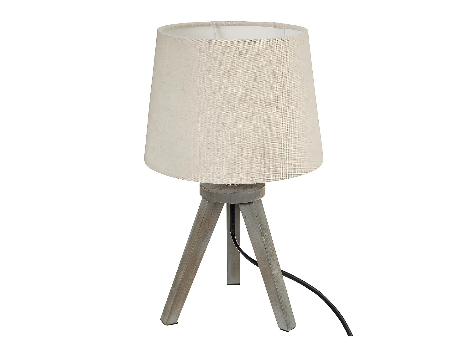 Lampe en Bois brossé et Abat-jour Beige Lin H 31 cm