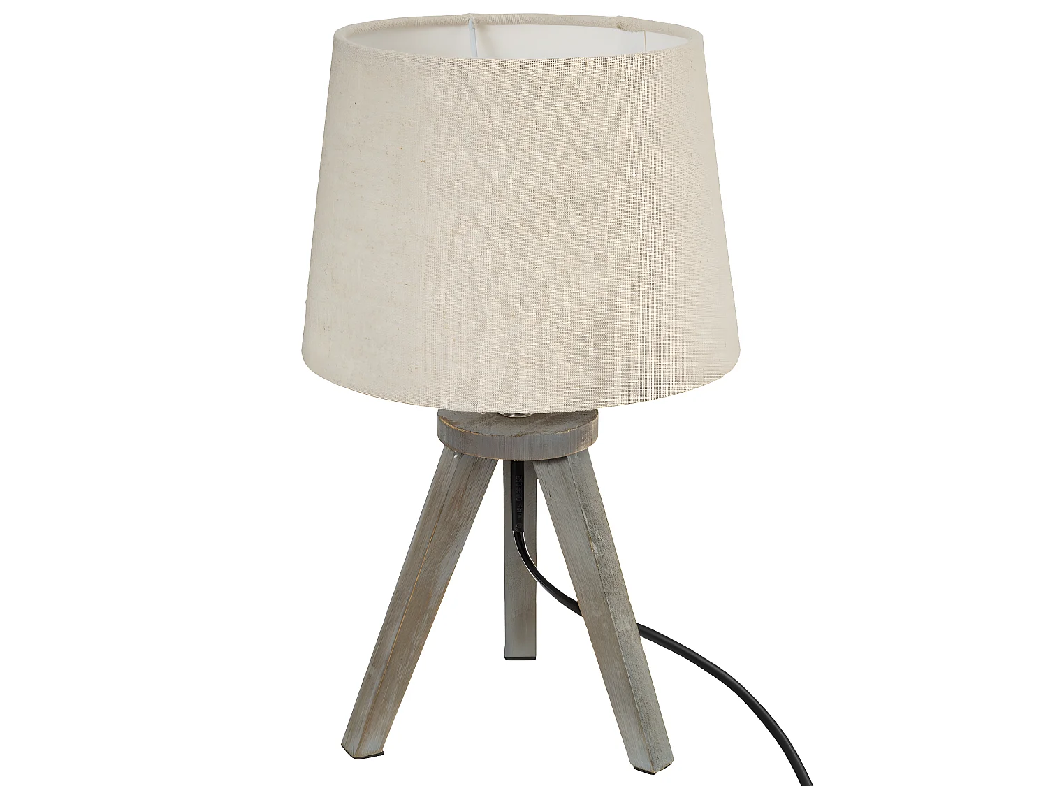 Lampe en Bois brossé et Abat-jour Beige Lin H 31 cm
