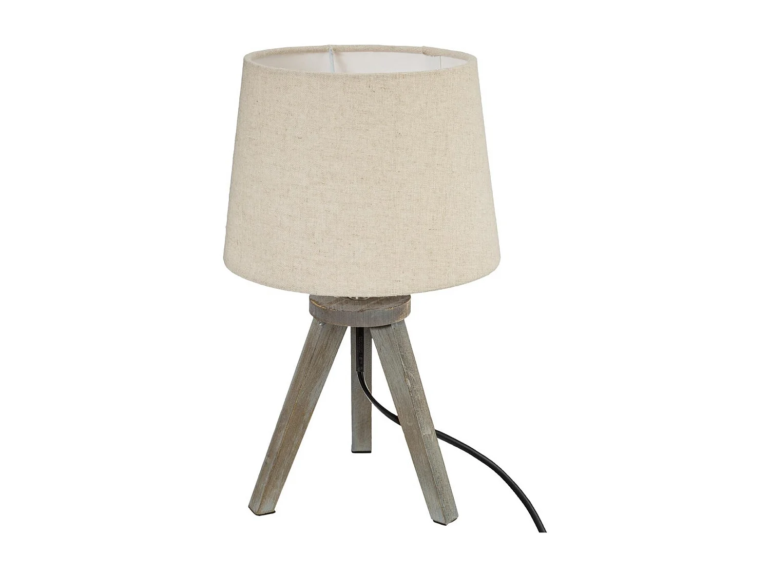 Lampe en Bois brossé et Abat-jour Beige Lin H 31 cm