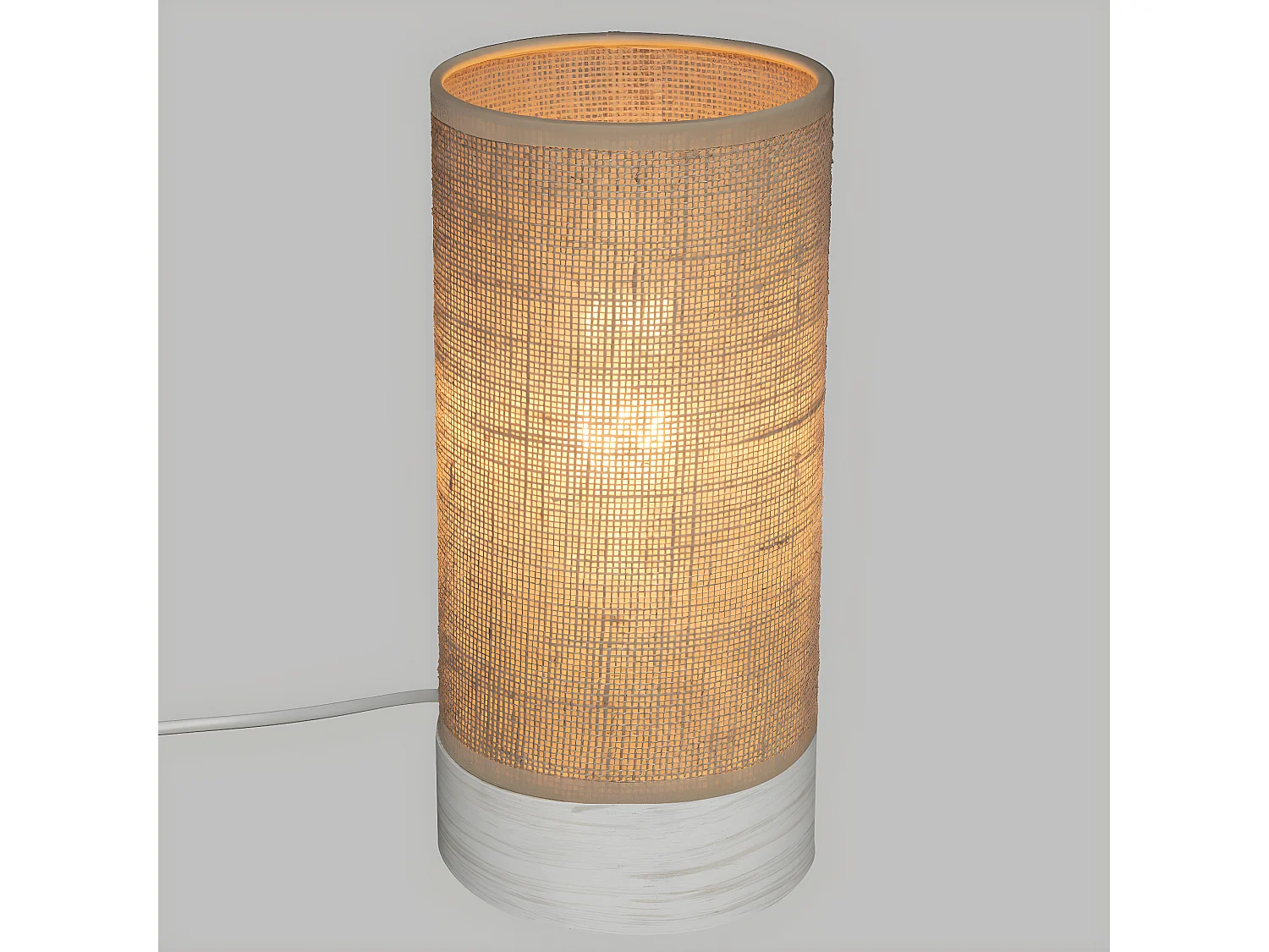Lampe à poser en Bois et Lin H 27 cm